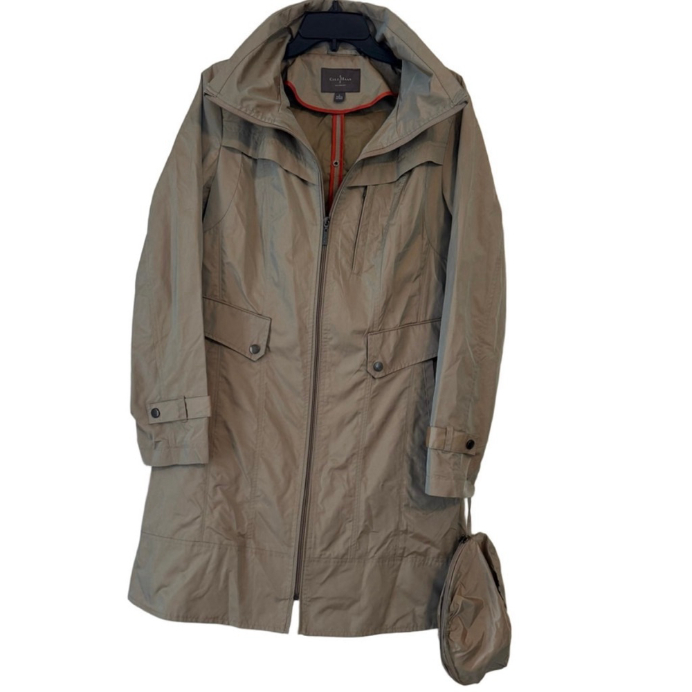 Cole Haan Topaz Iridescent Raincoat L Packable Trench Coat